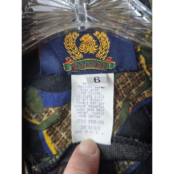 Vintage 90s Duck Print Button Down Blouse | Baroque Preppy | Size 6 - Picture 8 of 9